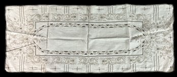 Spectacular Hand Stitched & Embroidered 41' X 16.5' Table Runner & 5 Matching Table Napkins 16' X 10'