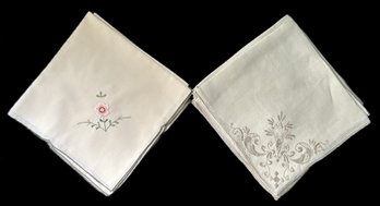 12 Pcs Vintage Hand Stitched Table Linen Napkins, 8 Matching & 4 Matching