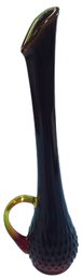 Vintage Long Neck Amberina Ewer Pitcher Vase With Handle, 3.25' Diam. X 4.25'D X 14.75'H