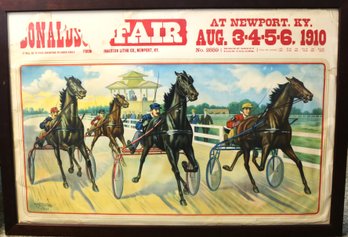 HUGE Framed 1910 - Manufacturer's Sample Lithograph For The Donaldson Fair In Newport KY, 45.5' X 31.5'H