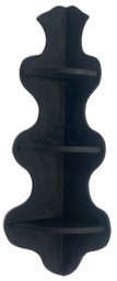 Vintage Trianular 3-Shelf Corner What-Not-Shelf In Black Paint, 6' X 6' X 24'H