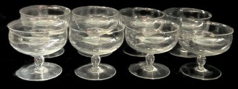 8 Pcs Vintage Footed Clear Glass Dessert Bowls, 4.5' Diam. X 3-7/8'H