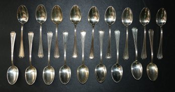 Sterling Silver Flatware - 18 Teaspoons - All Gorham Hallmark - Weight 17 Ozt - Some Engraved