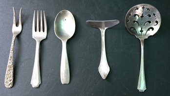 Five Pieces Of Assorted Sterling Flatware - Small Spoon Marked 'Tiffany & Co. - Total Weight 2.98 Ozt