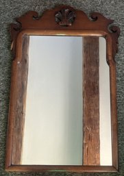 Vintage Federal Queen Anne Style Carved Wooden Mirror, 24.5' X 36.5'H