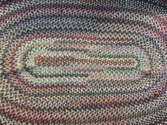 Nice Vintage Hand Woven Oval Braided Rug, 9ft X 12ft