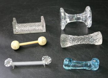 Lot Of Six Assorted Glass/mixed Knife Rests