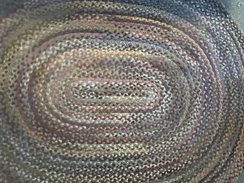 Nice Vintage Hand Woven Oval Braided Rug, 9ft X 12ft