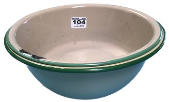 2 Pcs Vintage Cream And Green Rimmed Porcelain Serving Bowls