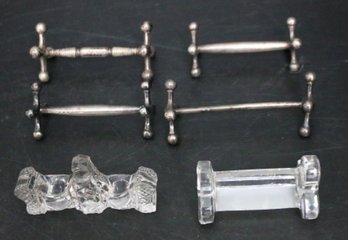 Six Knife Rests - 4 Metal - 2 Crystal Or Glass
