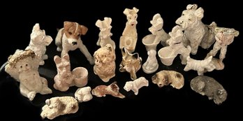20 Pcs Vintage Chalk, Ceramic And Resin, Mostly Dog Statues, Varying Sizes, Largest 5' X 5'H