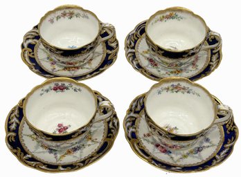 8 Pcs Vintage Crescent & Sons England Tea Cups & Saucers, 4 Sets