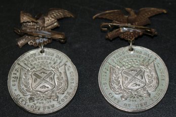 Two - Centennial Medals Celebrating 1783 Evacuation Day In New York City - Issued In 1883