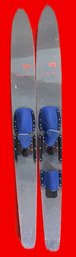 Vintage Pair Lake Region DEN-M Wooden Water Skis, 1-Slalom, 6-34' X 64'L