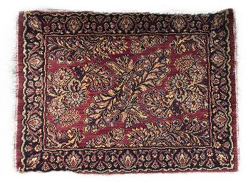 Vintage Orient Hand Woven Prayer Mat, 36.5' X 27', Significant Wear To Edge Binding In Various Places