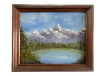 Framed Oil On Board Of Mountains And Lake, 16.25' X 13.25'H
