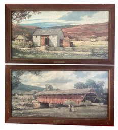 2 Pcs Vintage Framed Print On Board 'Nostalgic Autumn' 26.75' X 14.75'H & Nostalgic Summer' By Eric Sloan