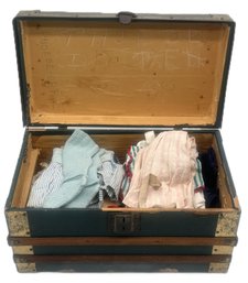 Antique Doll Trunk Filled With Wonderful Vintage Doll Clothes, 16.5' X 9.5' X 9.5'H