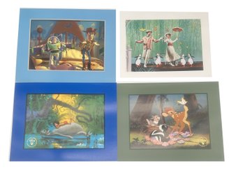 4 Pcs Unframed Walt Disney Color Lithograph Cells, Toy Story, May Poppins, Bambi & The Jungle Book