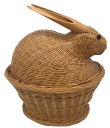 Woven Basket In Rabbit Form With Bamboo Ears, 9' X 7.5' X 9.5'H