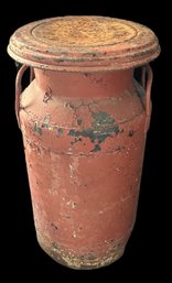 Vintage Port Murray Shabby Chic Red Painted Rusty Milk Can, Lot Of Gorgeous Patina & Multiple Layers Of Paint