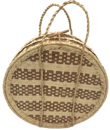 14.75' Diam. Round Woven Beach Basket With Carrying Handle & Closure