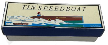 Vintage 1996 Schylling Ltd Edition Tin Wind-Up DragonFly Speedboat In Original Box