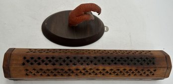 2 Pcs Brass Inlaid Incense Box, 12-1/8'L And OTHER