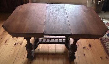 Spectacular Diminutive Antique Early 19thC French Oak Octagon Dining Table, 42' X 37' X 28'H With 2 Leaves,