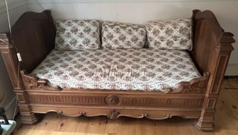 Gorgeous Antique Louis Phillipe Sturdy Well Made French Day Bed With Mattress & Pillows, 84' X 36.5' X 45'H