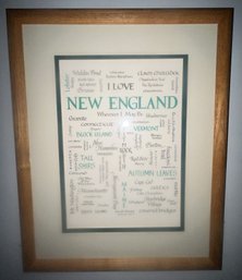 Framed And Matted Print 'I Love New England', 12' X 15'H