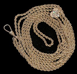 Antique 24' 10k GF Double Pocket Watch Chain With Slide With Opals Marked 'DCP & CO', Total Weight 11.45 Dwt