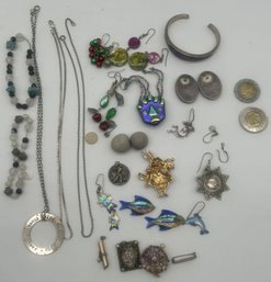 Lot Of Vintage And Antique Jewelry Including 12KT GF, Sterling .925, Edwardian Bar Collar Pin & More
