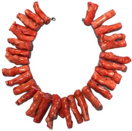 Huge Thick Natural Pink Finger Coral Chocker Necklace, 16.5'