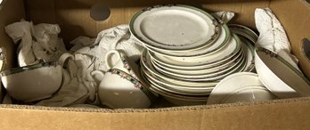 Vintage Lot Of Dishes And Glasswares, 8 Dinner Plates, Covered Vegetable And More