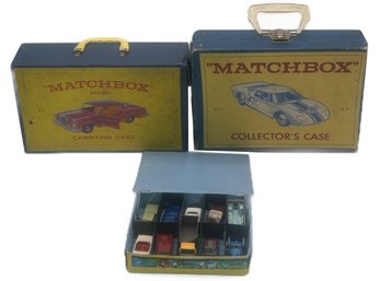 14 Pcs Vintage Well Played With Matchbox Cars & Carrying Cases