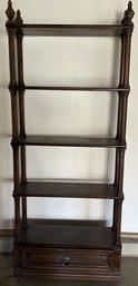 MCM Turned Wood Open 5-Shelf Etagere With Lower Drawer, 32' X 12' X 78.5'H