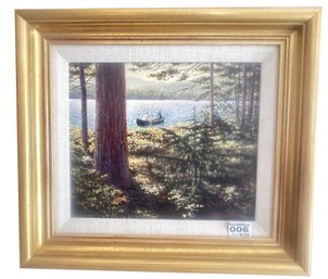 Original Peter Ferber, Oil Painting 'After Dinner Excursion' By New Hampshire Artist, Gold Frame, 14.5' X 13'H