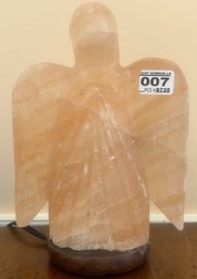 Electrified Pink Salt Block Carved To Resemble Angel, 7' X 4' X 9.25'H