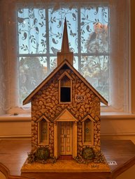 Nice Decorative Painted Wood Bird House In Shape Of Church, 10' X 10.5 X 19'H, Signed Shirley