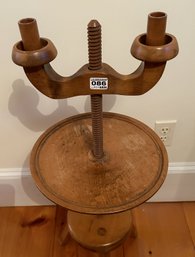 Unique Antique Tri-Footed Adjustable Winding Candle Stand, 12' Diam. X 34'H