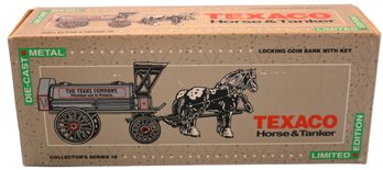 ERTL Texaco Horse Drawn Tanker Truck Bank, In Original Box
