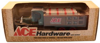 ERTL Ace Hardware 1925 Stake Truck With Barrels Bank, In Original Box