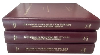 3 Vol. Set Wolfeboro, NH History 1770-1994 By Wolfeboro Historical Society, David Bowers, 9' X 11.25'H