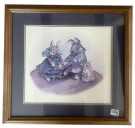 1995 Matted And Framed Print 'The O'Hare Family' Signed Tasha Tudor, Certificate Of Authenticity, 19.25' X 18H