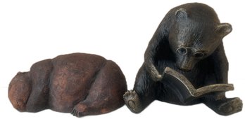 2 Pcs Cecily Clark Terra Cotta Wombat (Original Price $400) 8' X 5' X 3'H & Bear Statue 7.5' X 6.5' X 6.5'H