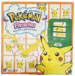 Vintage 1999 POKEMON Pikachu Match'em Catch'em Game In Original Box, 10-5/8' Sq X 3-1/2'H