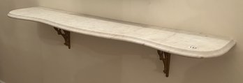 Antique Marble Curved Top With Beveled Edge Wall Shelf With Cast Iron Bracket, 47.5'W X 9.75'D