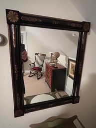 Vintage Possible Hitchcock Dark Brown Mirror With Applied Gold Carved Design, 31' X 25.25'H