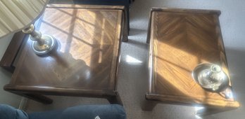 2 Pcs Pair Similar Contemporary Wood End Table, 30' X 30' X 20'H & 29.5' X 21.5' X 20'H